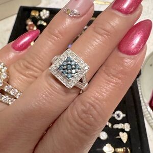 Silver ring with diamonds